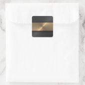 Schwarz und Gold Quadratischer Aufkleber (Tasche)
