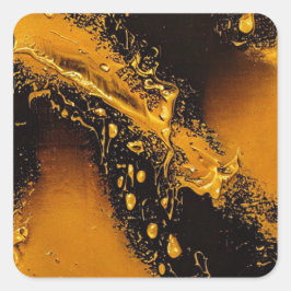 Schwarz und Gold Quadratischer Aufkleber