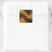 Schwarz und Gold Quadratischer Aufkleber (Tasche)