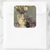 Schwarz und Gold Quadratischer Aufkleber (Tasche)