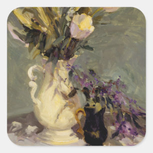 Schwarz und Gold Quadratischer Aufkleber