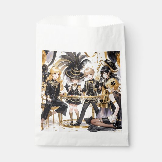 Schwarz und Gold, Rich Luxus, Moulin Rouge Stil Geschenktütchen (Vorderseite)