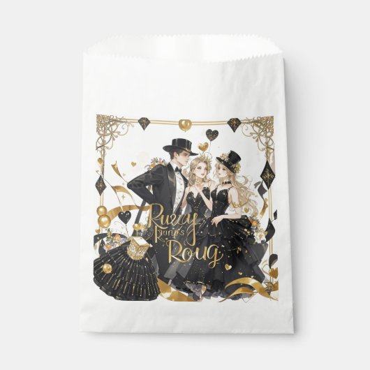 Schwarz und Gold, Rich Luxus, Moulin Rouge Stil Geschenktütchen (Vorderseite)
