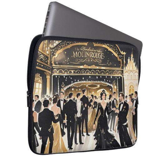 Schwarz und Gold, Rich Luxus, Moulin Rouge Stil Laptopschutzhülle (Vorne Rechts)