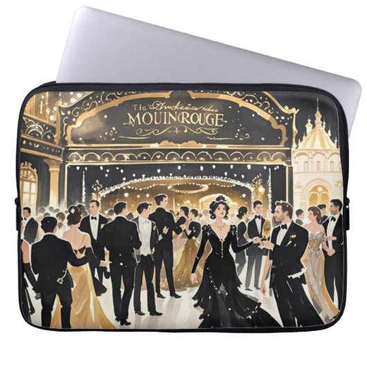 Schwarz und Gold, Rich Luxus, Moulin Rouge Stil Laptopschutzhülle (Vorderseite)