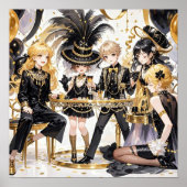 Schwarz und Gold, Rich Luxus, Moulin Rouge Stil Poster (Vorne)