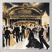 Schwarz und Gold, Rich Luxus, Moulin Rouge Stil Poster (Vorne)
