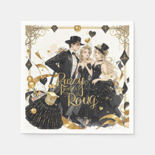 Schwarz und Gold, Rich Luxus, Moulin Rouge Stil Serviette