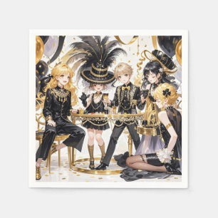 Schwarz und Gold, Rich Luxus, Moulin Rouge Stil Serviette