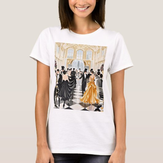Schwarz und Gold, Rich Luxus, Moulin Rouge Stil T-Shirt (Vorderseite)