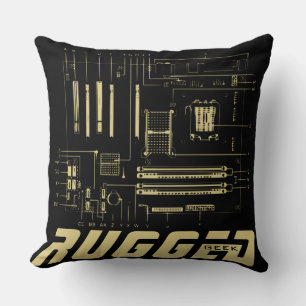 Schwarz und Gold - RUGGED GEEK Hauptplatine Tech Kissen
