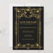 Schwarz und Gold Rustikale Save the Date Einladung (Vorderseite)