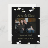 Schwarz und Gold Save the Date Ankündigungspostkarte (Vorne/Hinten)