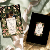 Schwarz und Gold Save the Date mit Rosa Florals Einladung
