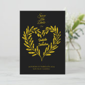 Schwarz und Gold Save the Date - Zeitlose Hochzeit Einladung (Stehend Vorderseite)