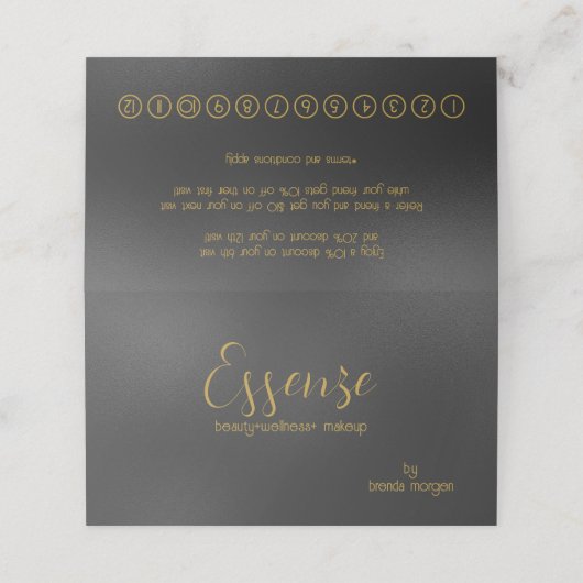 Schwarz und Gold schimmern Moderner Hintergrund Treuekarte (Außenseite Aufgefaltet)