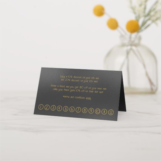 Schwarz und Gold schimmern Moderner Hintergrund Treuekarte (Rückseite)