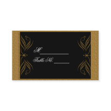 Schwarz und Gold Scroll Akzent Weddinf Platzkarte