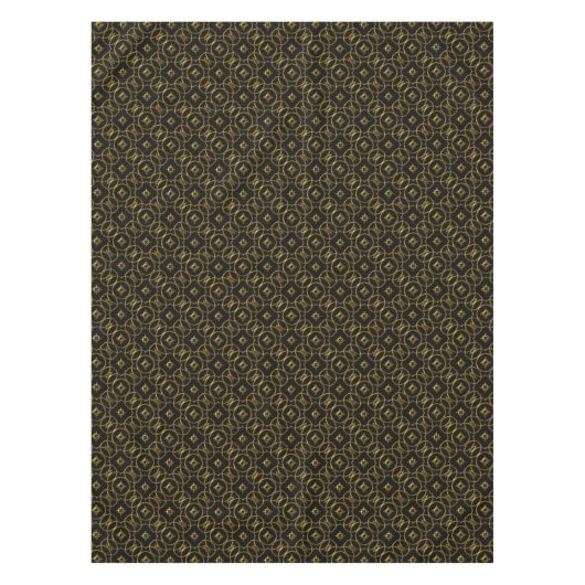 Schwarz und Gold Shiny Geometrisches Muster Elegan Tischdecke (Vorderseite)