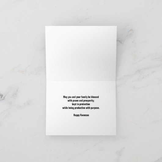 Schwarz und Gold "Sieben Grundsätze" Kwanzaa Karte (Innenseite)