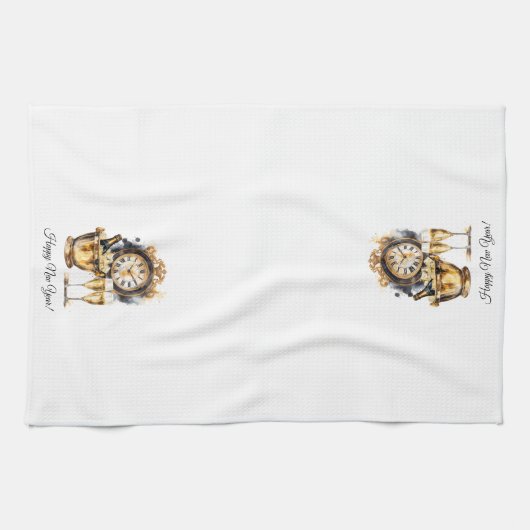 Schwarz und Gold - Silvester Geschirrtuch (Horizontal)