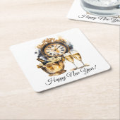 Schwarz und Gold - Silvester Rechteckiger Pappuntersetzer (angewinkelt)