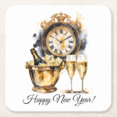 Schwarz und Gold - Silvester Rechteckiger Pappuntersetzer (Vorderseite)