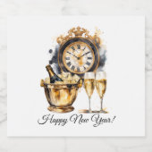 Schwarz und Gold - Silvester Schaumweinetikett (Einzelnes Label)