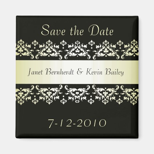 Schwarz und Gold speichern den Datumsmagnet Magnet (Vorne)
