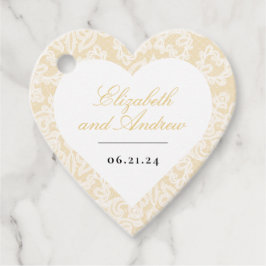 Schwarz und Gold Spitzen Elegantes Script Wedding  Geschenkanhänger