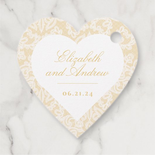 Schwarz und Gold Spitzen Elegantes Script Wedding  Geschenkanhänger (Rückseite)