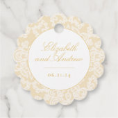 Schwarz und Gold Spitzen Elegantes Script Wedding  Geschenkanhänger (Rückseite)