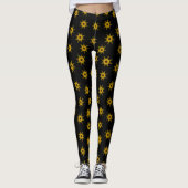 Schwarz und Gold Star Muster Leggings (Vorderseite)