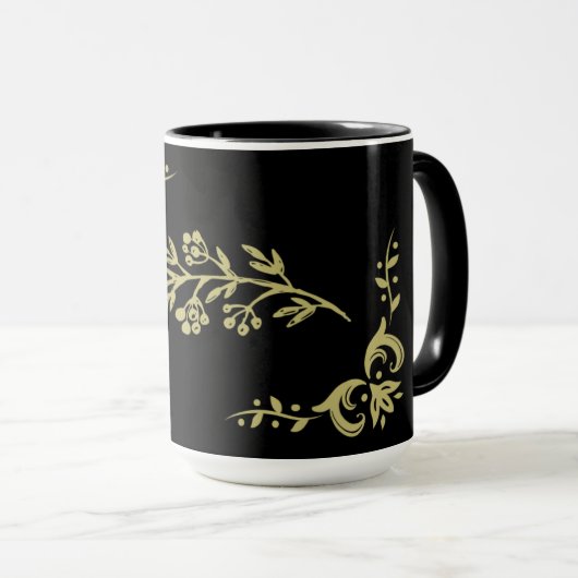 Schwarz und Gold Tasse (VorderseiteRechts)