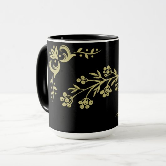 Schwarz und Gold Tasse (Vorderseite Links)