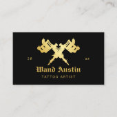 Schwarz und Gold Tattoo Machine Tattoo Artist Visitenkarte (Vorderseite)