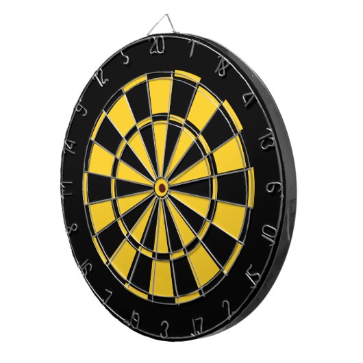 Schwarz und Gold Team Farben Dartboard und Dartboa Dartscheibe (Vorderseite rechts)