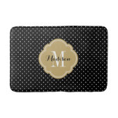 Schwarz und Gold Tiny Dots Monogram Badematte (Vorderseite)