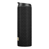 Schwarz und Gold Tiny Dots Monogram Thermosbecher (Nach rechts gedreht)