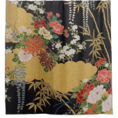Schwarz und Gold Traditionelle japanische Kimono F Duschvorhang (Vorderseite)