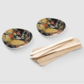 Schwarz und Gold Traditionelle japanische Kimono F Fächer (Non-assembled)