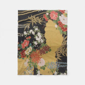 Schwarz und Gold Traditionelle japanische Kimono F Fleecedecke (Vorderseite)