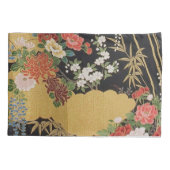 Schwarz und Gold Traditionelle japanische Kimono F Kissenbezug (Rückseite)
