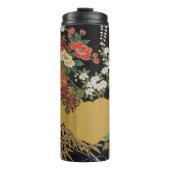 Schwarz und Gold Traditionelle japanische Kimono F Thermosbecher (Vorderseite)