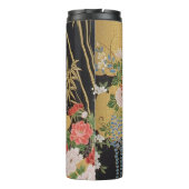 Schwarz und Gold Traditionelle japanische Kimono F Thermosbecher (Rückseite)