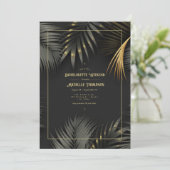 Schwarz und Gold Tropical Bachelorette Wochenende Einladung (Stehend Vorderseite)