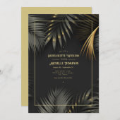 Schwarz und Gold Tropical Bachelorette Wochenende Einladung (Vorne/Hinten)