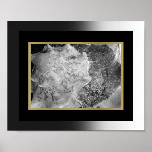 Schwarz und Gold tropische Seashell Printable Art Poster (Vorne)