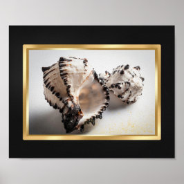 Schwarz und Gold tropische Seashell Printable Art Poster