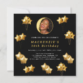 Schwarz und Gold überraschen jedes Alter Geburtsta Einladung (Rückseite)